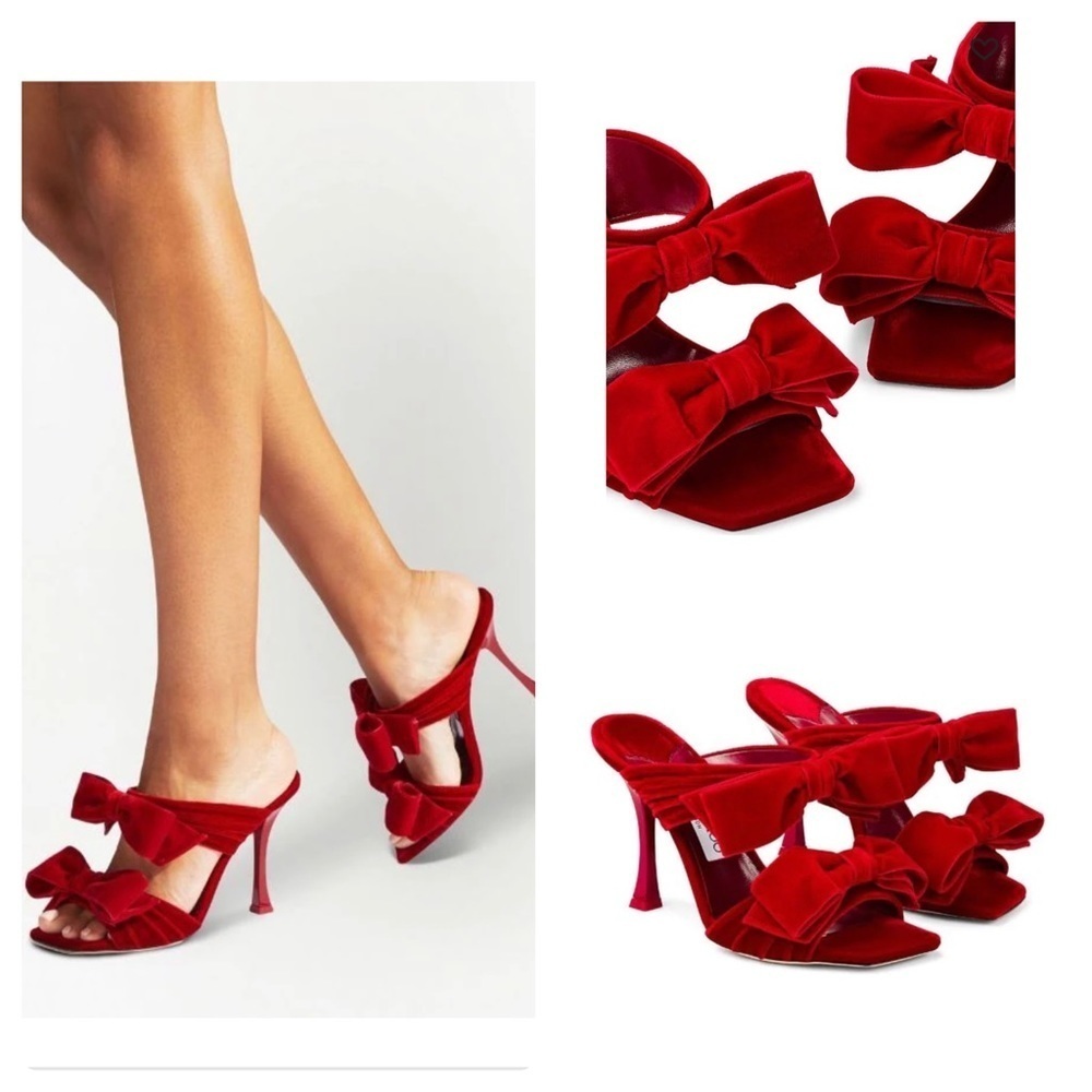 Jimmy Choo Flaca 100mm Velvet Bow Heels